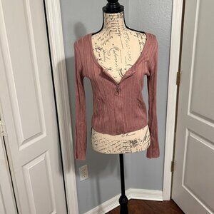 Pink Republic half zip front scoop neck sweater size large